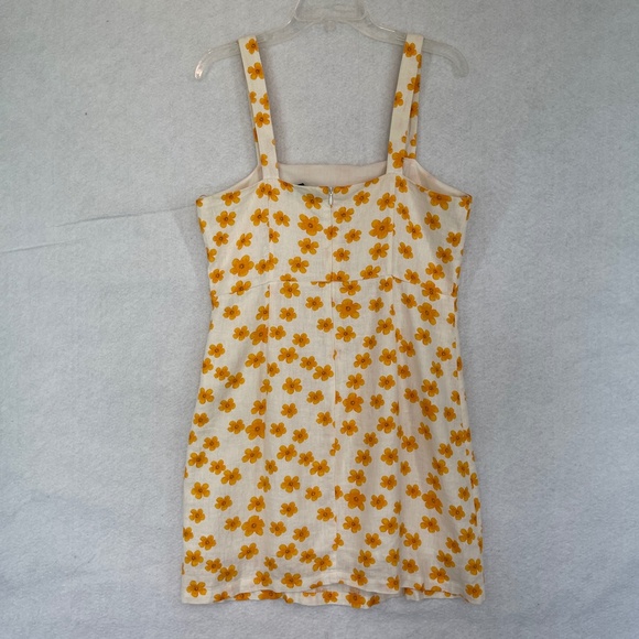 Forever 21 Sleeveless Summer Mini Dress Linen Blend Floral Lined Size L - Picture 4 of 10